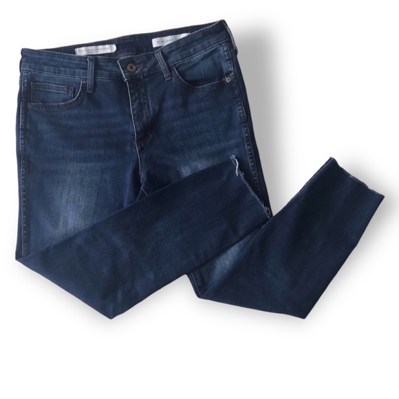 Pilcro And The Letterpress Mid-Rise Skinny Jeans Woman’s Size 30 Blue Slit Hem - Picture 2 of 16